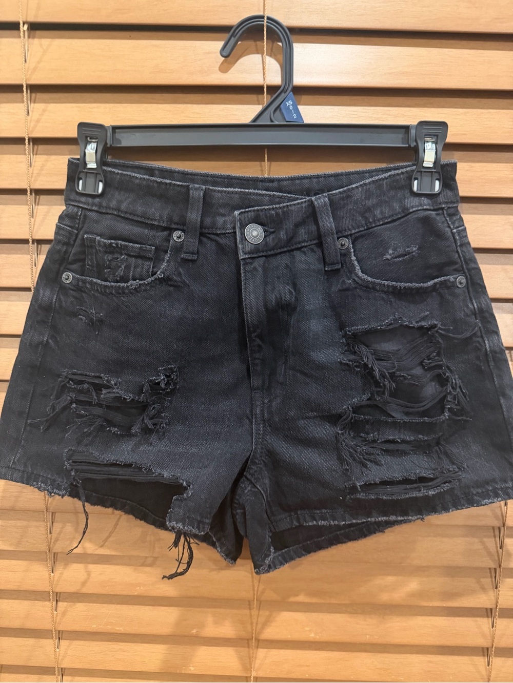 American Eagle Outfitters Black Distressed Denim Shorts
